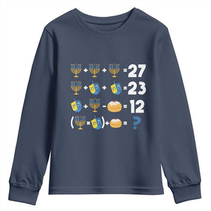 Funny Hanukkah 67 Math Youth Sweatshirt Teacher Chanukah Six Seven Meme TS11 Navy Print Your Wear