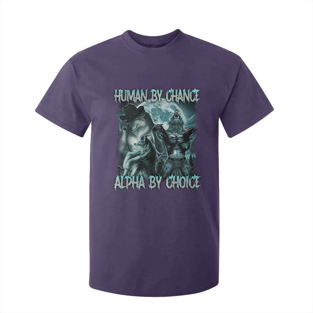 Funny Human By Chance Alpha By Choice T Shirt For Kid Alpha Wolf Oddly Specific Meme TS11 Purple Print Your Wear