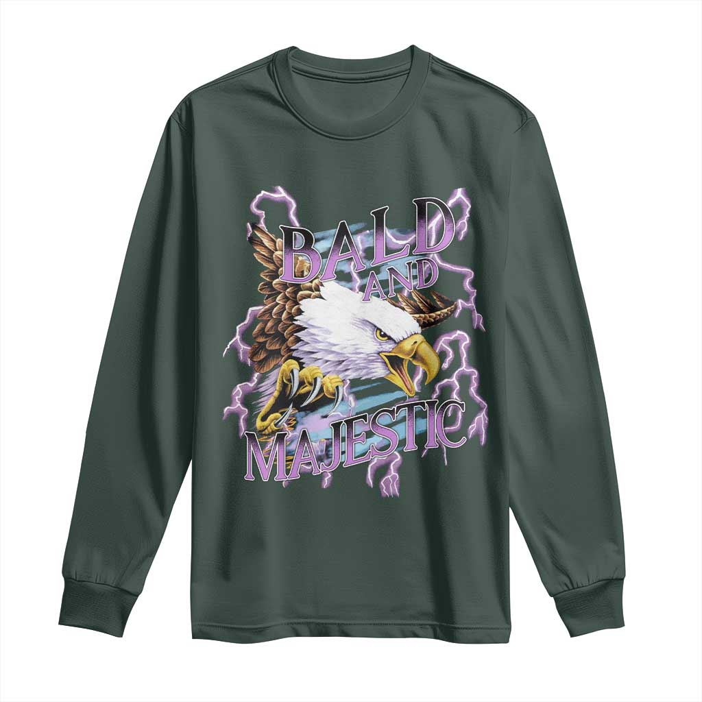 Funny Eagle Bald And Majestic Long Sleeve Shirt Vintage Storm Thunder TS11 Dark Forest Green Print Your Wear