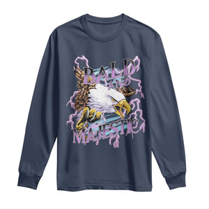 Funny Eagle Bald And Majestic Long Sleeve Shirt Vintage Storm Thunder TS11 Navy Print Your Wear