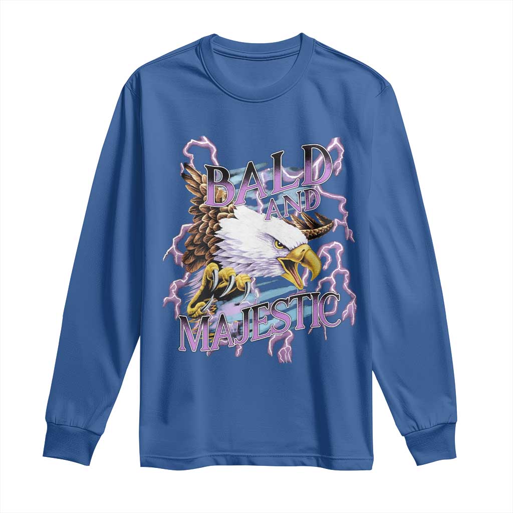 Funny Eagle Bald And Majestic Long Sleeve Shirt Vintage Storm Thunder TS11 Royal Blue Print Your Wear