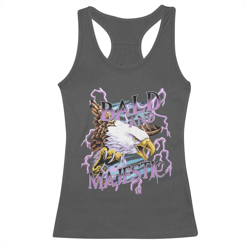 Funny Eagle Bald And Majestic Racerback Tank Top Vintage Storm Thunder TS11 Dark Heather Print Your Wear