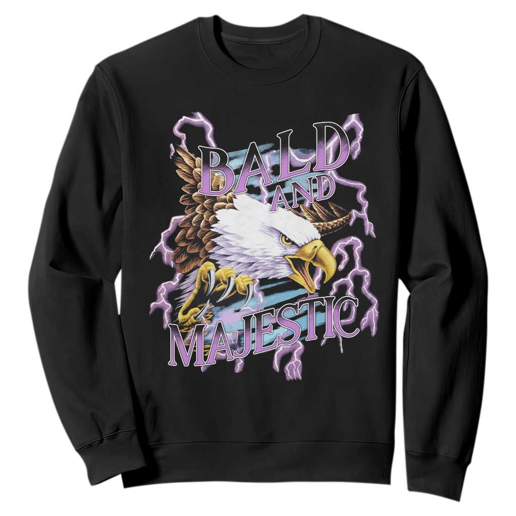 Funny Eagle Bald And Majestic Sweatshirt Vintage Storm Thunder TS11 Black Print Your Wear