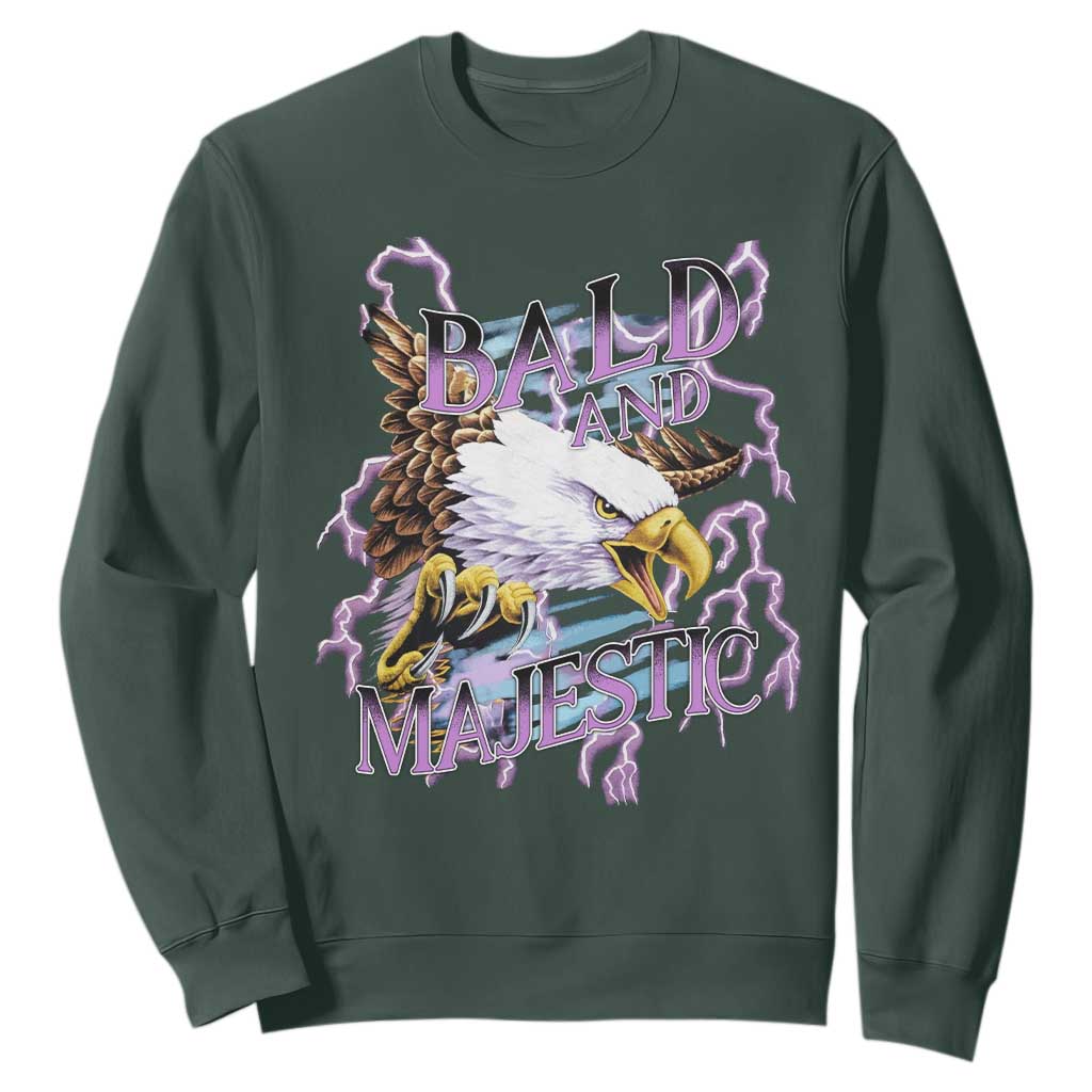 Funny Eagle Bald And Majestic Sweatshirt Vintage Storm Thunder TS11 Dark Forest Green Print Your Wear