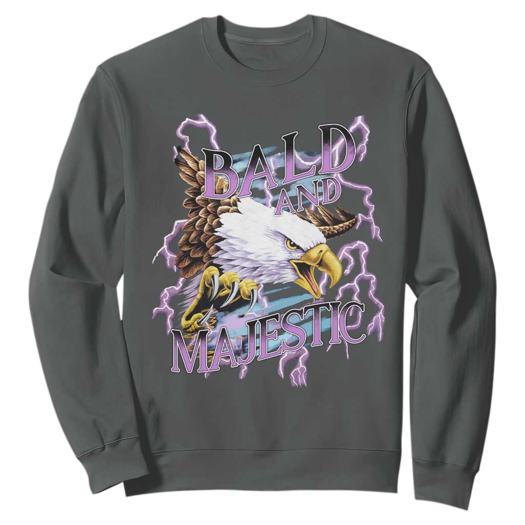 Funny Eagle Bald And Majestic Sweatshirt Vintage Storm Thunder TS11 Dark Heather Print Your Wear