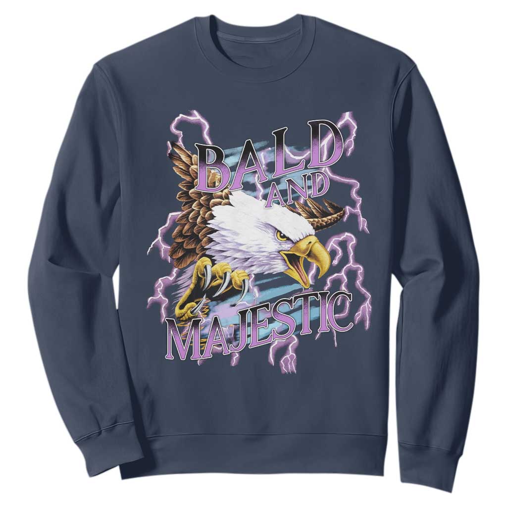 Funny Eagle Bald And Majestic Sweatshirt Vintage Storm Thunder TS11 Navy Print Your Wear