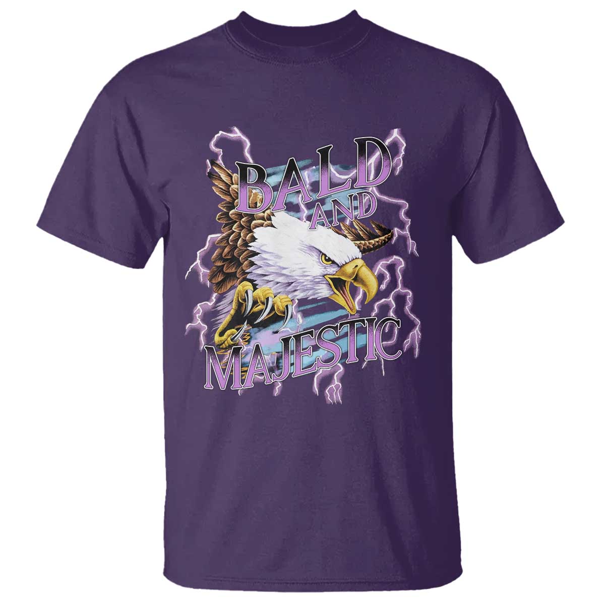 Funny Eagle Bald And Majestic T Shirt Vintage Storm Thunder TS11 Purple Print Your Wear