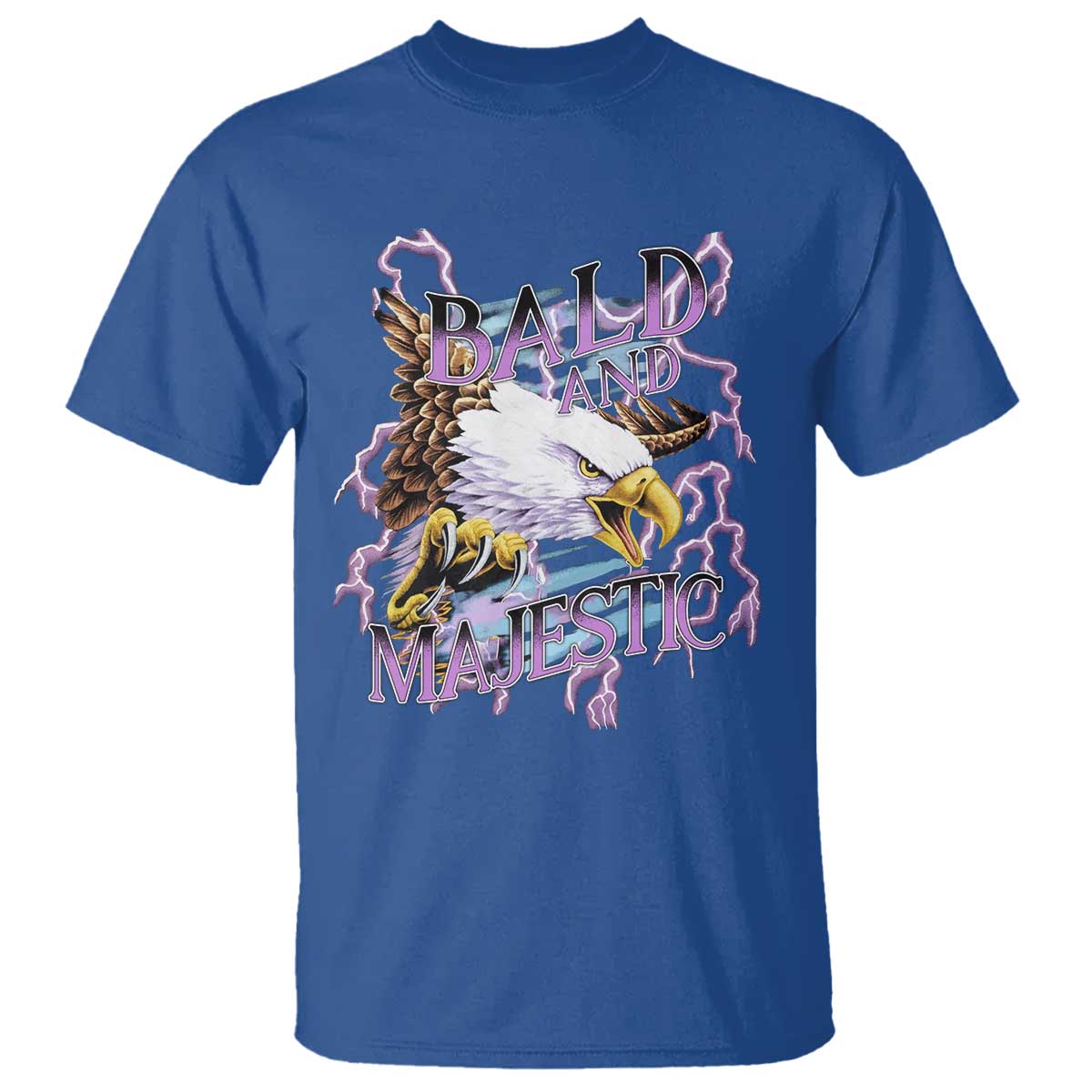 Funny Eagle Bald And Majestic T Shirt Vintage Storm Thunder TS11 Royal Blue Print Your Wear