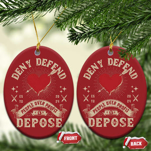 Deny Defend Depose People Over Profit Christmas Ornament Vintage Heart Bullet TS11 Oval Red Print Your Wear