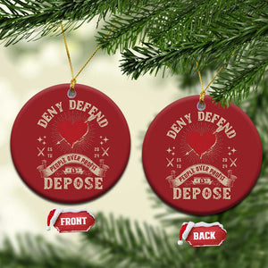 Deny Defend Depose People Over Profit Christmas Ornament Vintage Heart Bullet TS11 Circle Red Print Your Wear