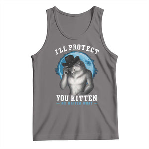 Funny I'll Protect You Kitten No Matter What Tank Top Alpha Wolf Oddly Specific Meme TS11 Deep Heather Print Your Wear