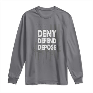 Deny Defend Depose Long Sleeve Shirt Vintage Gun American Flag TS11 Charcoal Print Your Wear