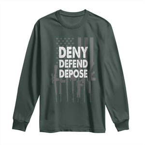 Deny Defend Depose Long Sleeve Shirt Vintage Gun American Flag TS11 Dark Forest Green Print Your Wear