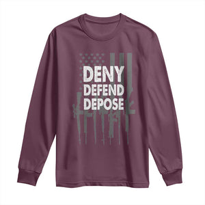 Deny Defend Depose Long Sleeve Shirt Vintage Gun American Flag TS11 Maroon Print Your Wear