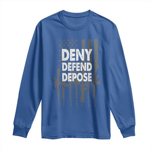 Deny Defend Depose Long Sleeve Shirt Vintage Gun American Flag TS11 Royal Blue Print Your Wear