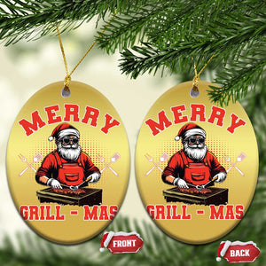 Funny Xmas Grilling Santa Christmas Ornament Merry Grill-Mas BBQ TS11 Oval Gold Print Your Wear