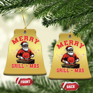 Funny Xmas Grilling Santa Christmas Ornament Merry Grill-Mas BBQ TS11 Bell Flake Gold Print Your Wear