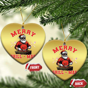 Funny Xmas Grilling Santa Christmas Ornament Merry Grill-Mas BBQ TS11 Heart Gold Print Your Wear