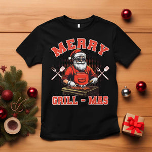 Funny Christmas Grilling Santa T Shirt Merry Grill-Mas BBQ TS11 Black Print Your Wear
