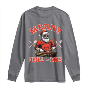 Funny Christmas Grilling Santa Long Sleeve Shirt Merry Grill-Mas BBQ TS11 Charcoal Print Your Wear