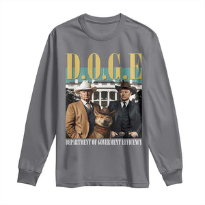 Funny Trump Musk DOGE Long Sleeve Shirt Department Of Government Efficiency Shiba Inu TS11 Charcoal Print Your Wear