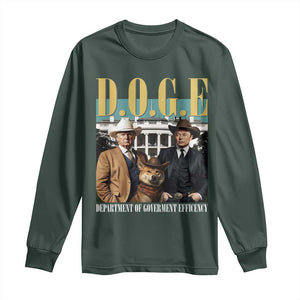 Funny Trump Musk DOGE Long Sleeve Shirt Department Of Government Efficiency Shiba Inu TS11 Dark Forest Green Print Your Wear