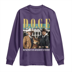 Funny Trump Musk DOGE Long Sleeve Shirt Department Of Government Efficiency Shiba Inu TS11 Purple Print Your Wear