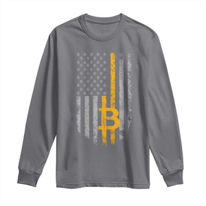 Funny Bitcoin BTC Crypto Cryptocurrency Trader American Flag Long Sleeve Shirt TS11 Charcoal Print Your Wear