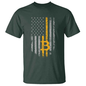Funny Bitcoin BTC Crypto Cryptocurrency Trader American Flag T Shirt TS11 Dark Forest Green Print Your Wear