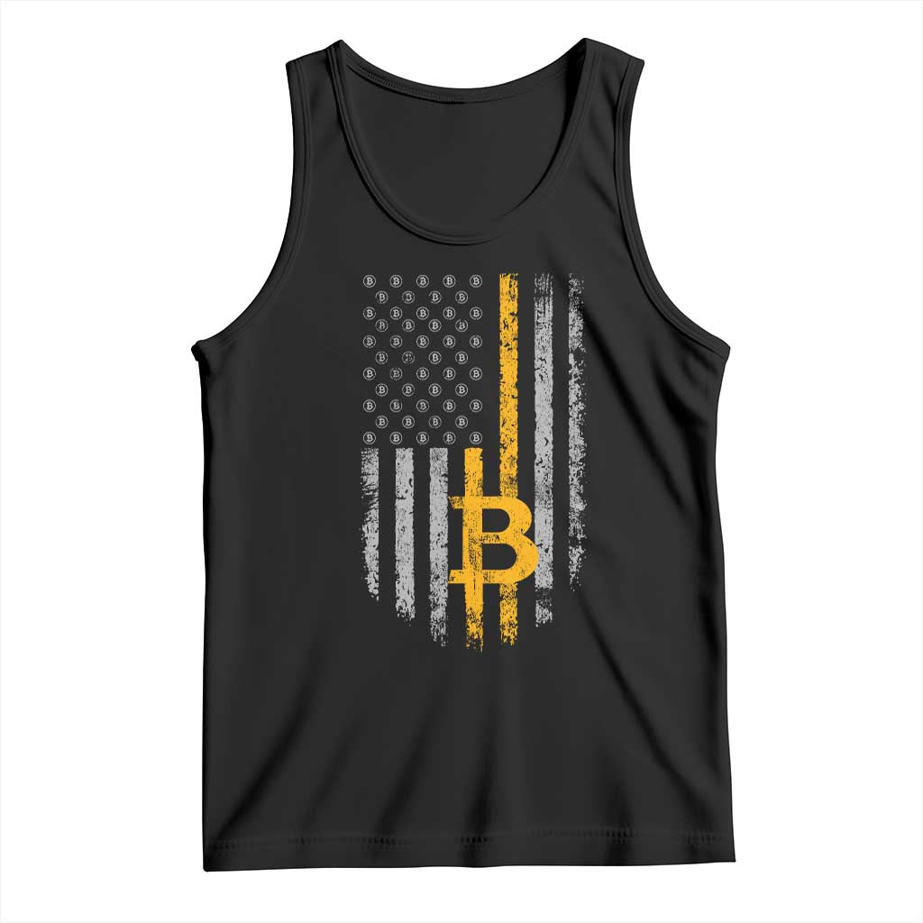 Funny Bitcoin BTC Crypto Cryptocurrency Trader American Flag Tank Top TS11 Black Print Your Wear
