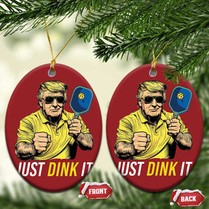 Funny Trump Pickleball Christmas Ornament Just Dink It Pickle Ball Paddle TS11 Oval Red Print Your Wear