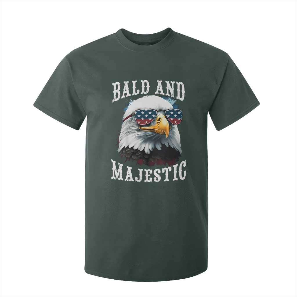 Funny Eagle Bald And Majestic T Shirt For Kid American Flag Sunglasses Eagle TS11 Dark Forest Green Print Your Wear