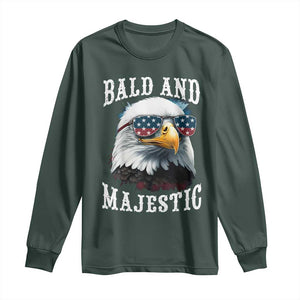 Funny Eagle Bald And Majestic Long Sleeve Shirt American Flag Sunglasses Eagle TS11 Dark Forest Green Print Your Wear