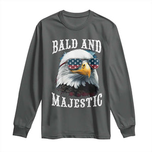 Funny Eagle Bald And Majestic Long Sleeve Shirt American Flag Sunglasses Eagle TS11 Dark Heather Print Your Wear