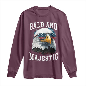 Funny Eagle Bald And Majestic Long Sleeve Shirt American Flag Sunglasses Eagle TS11 Maroon Print Your Wear