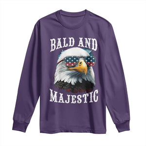 Funny Eagle Bald And Majestic Long Sleeve Shirt American Flag Sunglasses Eagle TS11 Purple Print Your Wear