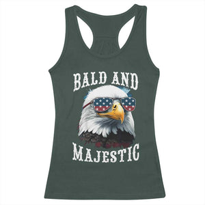 Funny Eagle Bald And Majestic Racerback Tank Top American Flag Sunglasses Eagle TS11 Dark Forest Green Print Your Wear