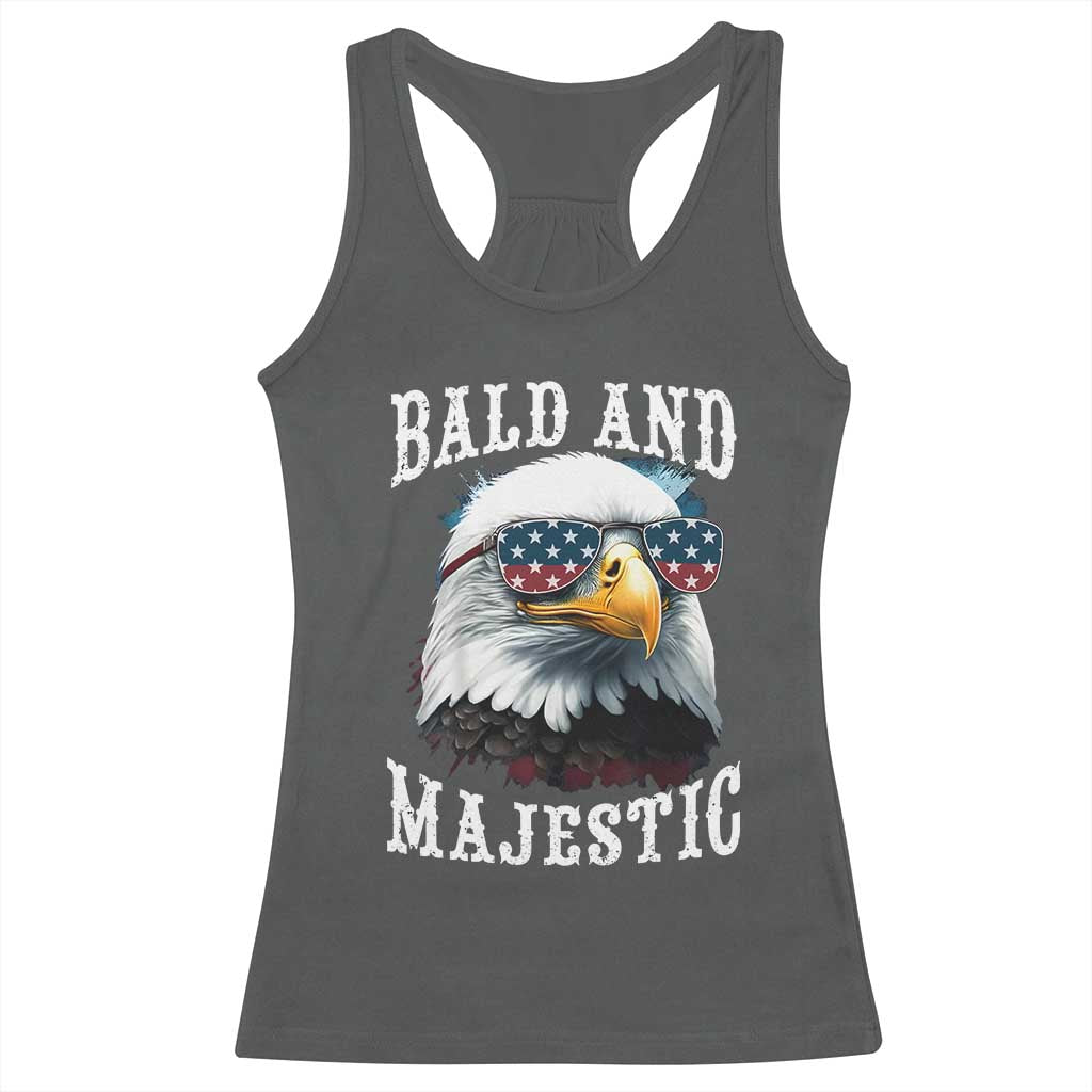 Funny Eagle Bald And Majestic Racerback Tank Top American Flag Sunglasses Eagle TS11 Dark Heather Print Your Wear