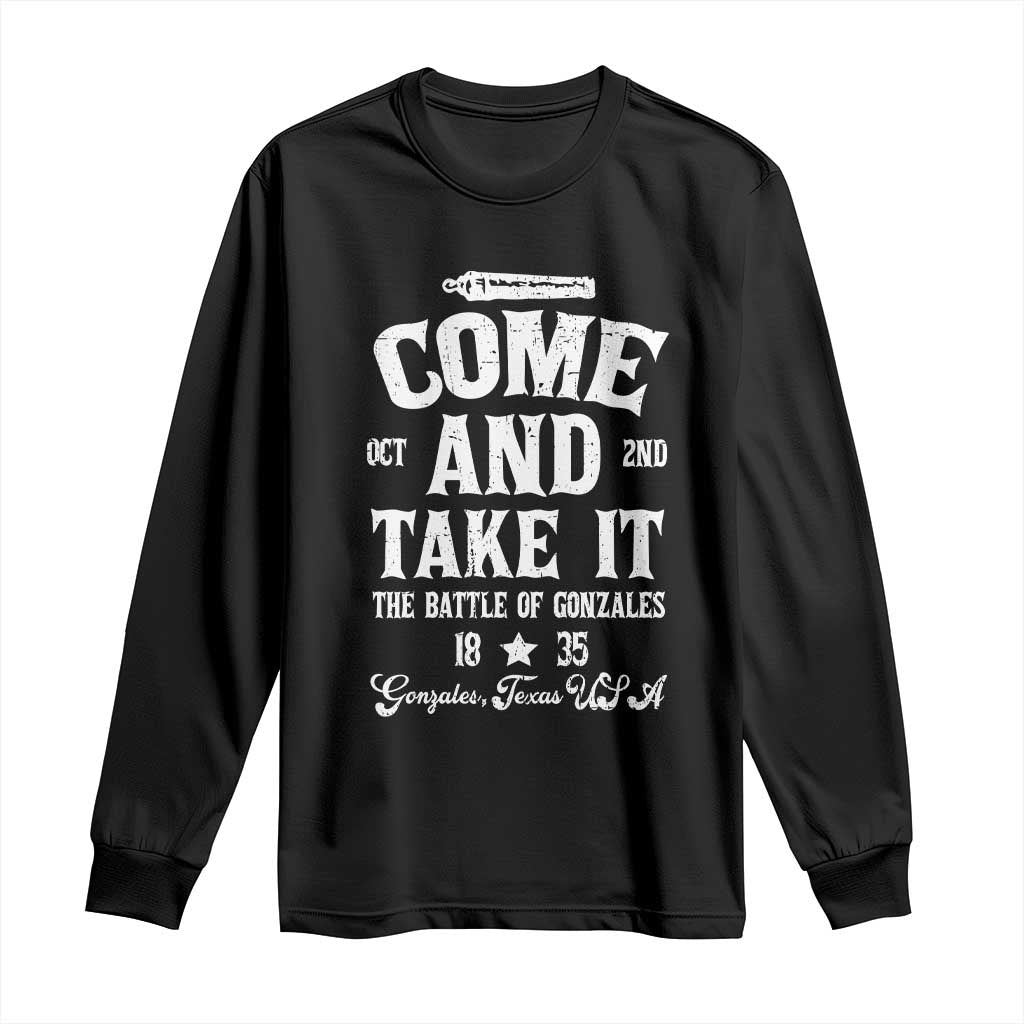 History Of Texas Long Sleeve Shirt Come And Take It The Battle Of Gonzales TS11 Black Print Your Wear