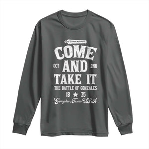 History Of Texas Long Sleeve Shirt Come And Take It The Battle Of Gonzales TS11 Dark Heather Print Your Wear