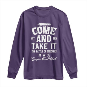 History Of Texas Long Sleeve Shirt Come And Take It The Battle Of Gonzales TS11 Purple Print Your Wear