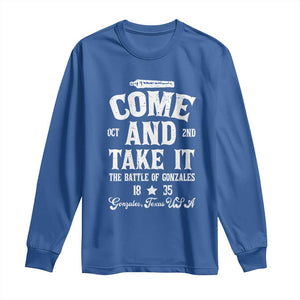 History Of Texas Long Sleeve Shirt Come And Take It The Battle Of Gonzales TS11 Royal Blue Print Your Wear