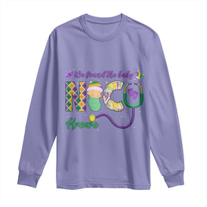 Funny NICU Mardi Gras Long Sleeve Shirt We Found The Baby NICU Krewe King Cake TS11 Violet Print Your Wear