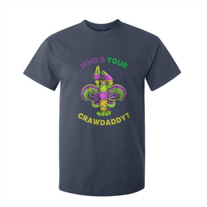 Funny Who's Your Crawdaddy T Shirt For Kid Vintage Crawfish Beads Fleur De Lis Mardi Gras TS11 Navy Print Your Wear
