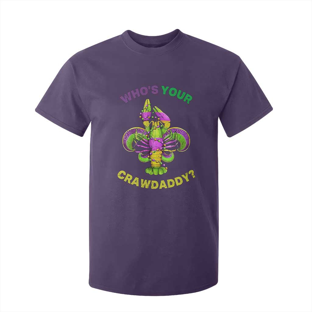 Funny Who's Your Crawdaddy T Shirt For Kid Vintage Crawfish Beads Fleur De Lis Mardi Gras TS11 Purple Print Your Wear