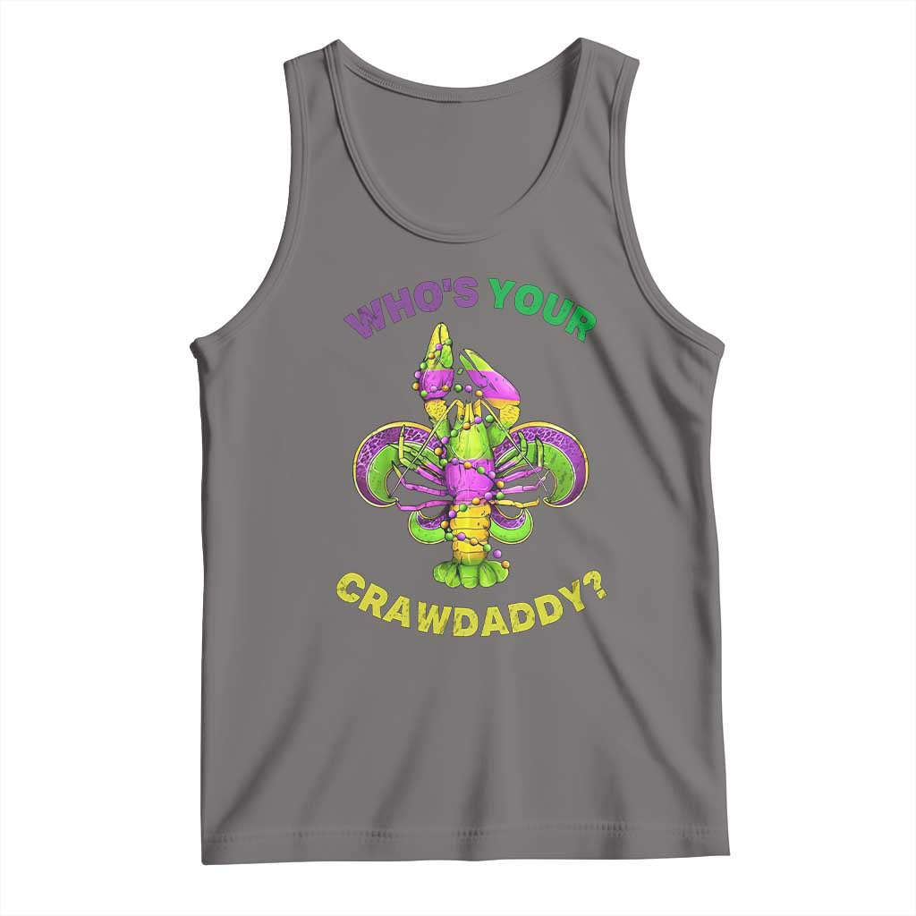 Funny Who's Your Crawdaddy Tank Top Vintage Crawfish Beads Fleur De Lis Mardi Gras TS11 Deep Heather Print Your Wear