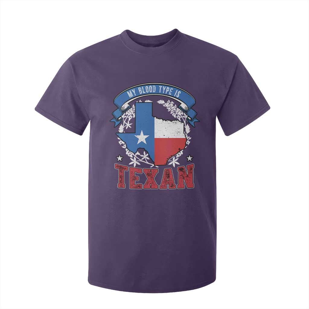 My Blood Types Is Texan T Shirt For Kid Proud American Texan TX Map Bluebonnet TS11 Purple Print Your Wear