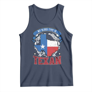 My Blood Types Is Texan Tank Top Proud American Texan TX Map Bluebonnet TS11 Navy Print Your Wear