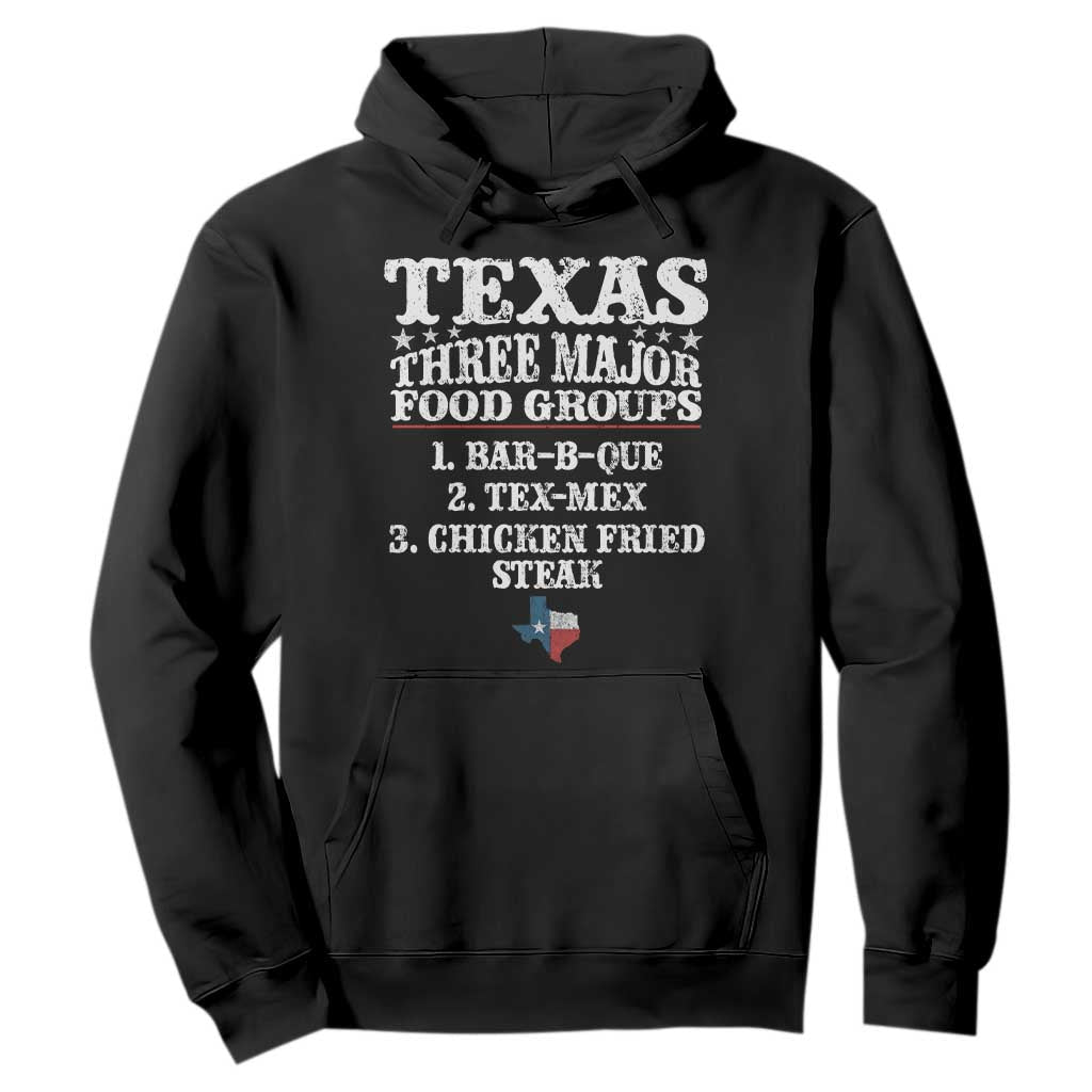 Proud American Texan Hoodie Texas Three Major Food Groups BBQ Tex Mex Chicken TS11 Black Print Your Wear