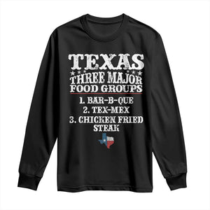 Proud American Texan Long Sleeve Shirt Texas Three Major Food Groups BBQ Tex Mex Chicken TS11 Black Print Your Wear